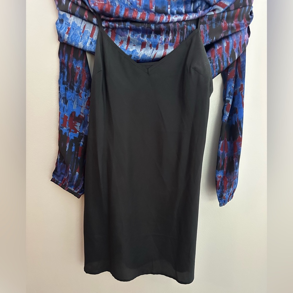 BB Dakota Emily Dress Blue Black Burgundy Small EUC - Picture 8 of 8